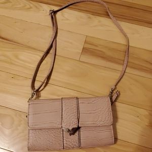 Nicole miller pink alligator clutch/crosbody Nwot
